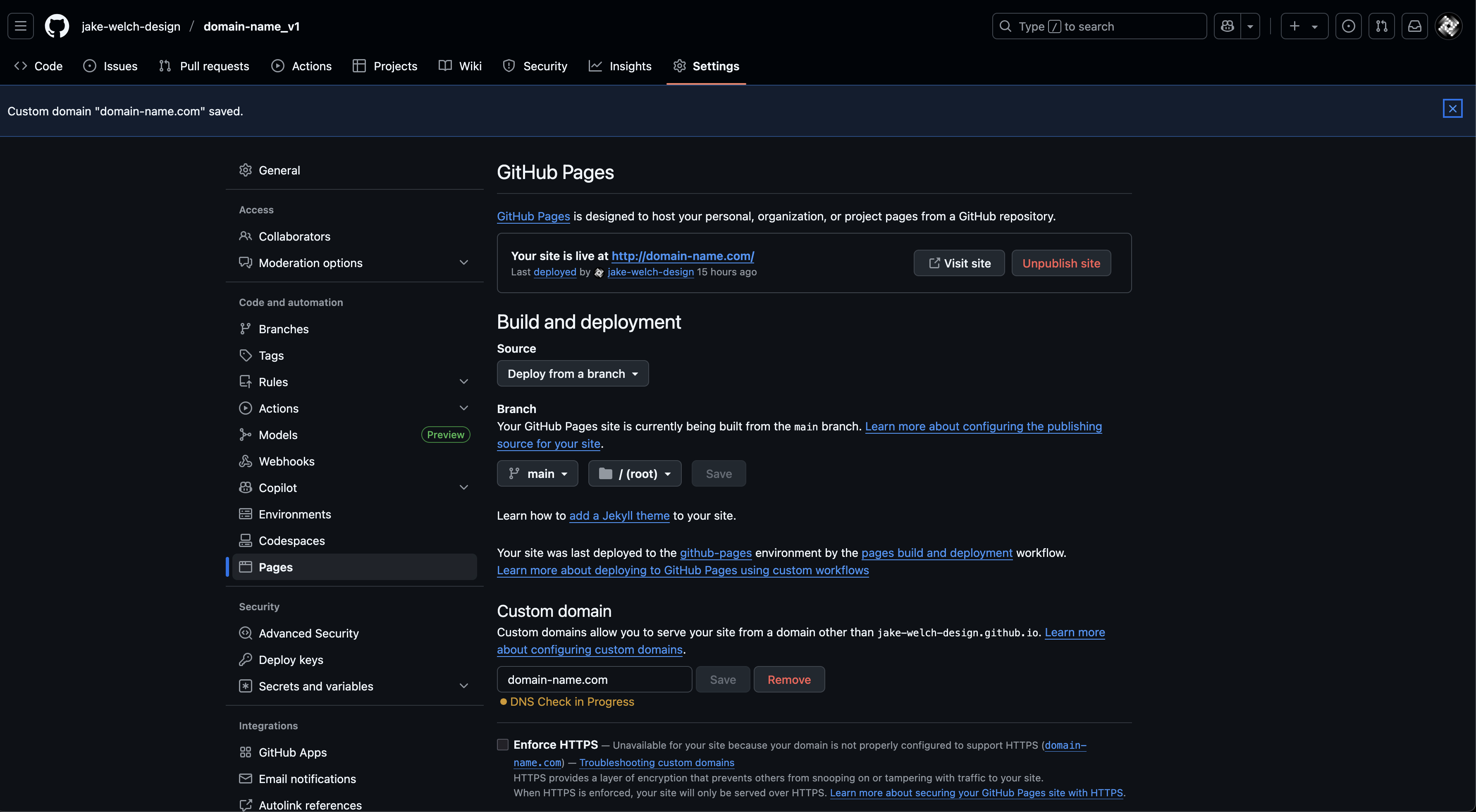 Connect your domain name to your GitHub Pages site